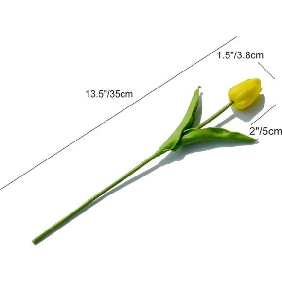 20pcs Yellow Artificial Tulip Silk Flowers 13.5" Home Wedding Decorations - Picture 2 of 6